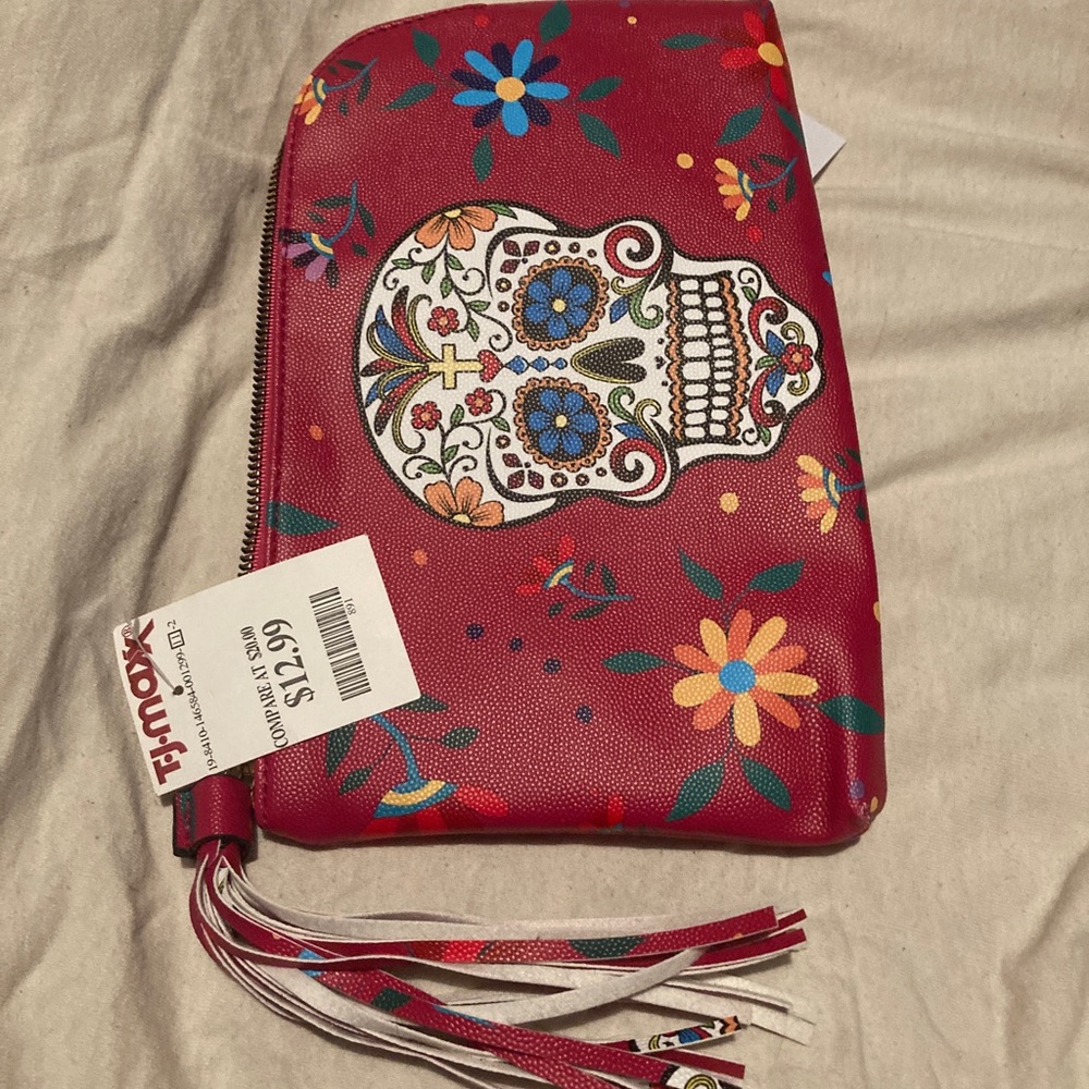 NEW Pink Day of the Dead Inspired Clutch